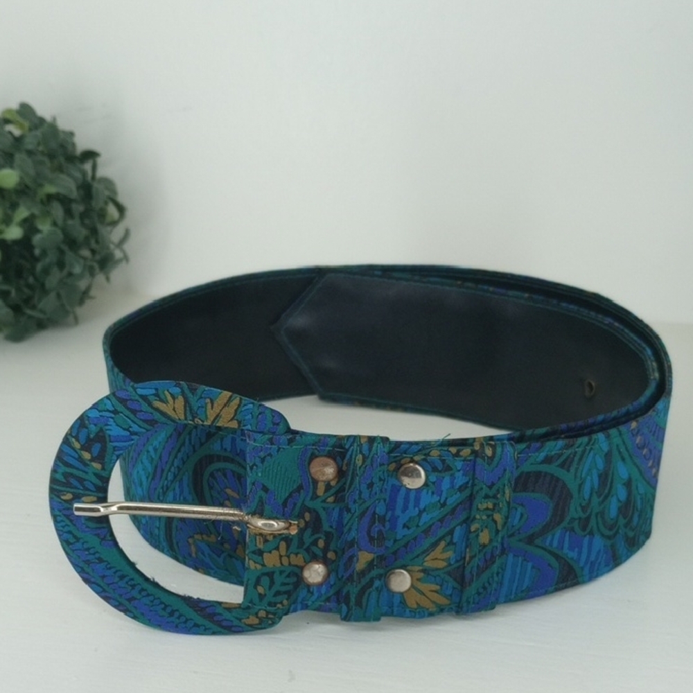 Vintage Paisley Belt in Blue and Green